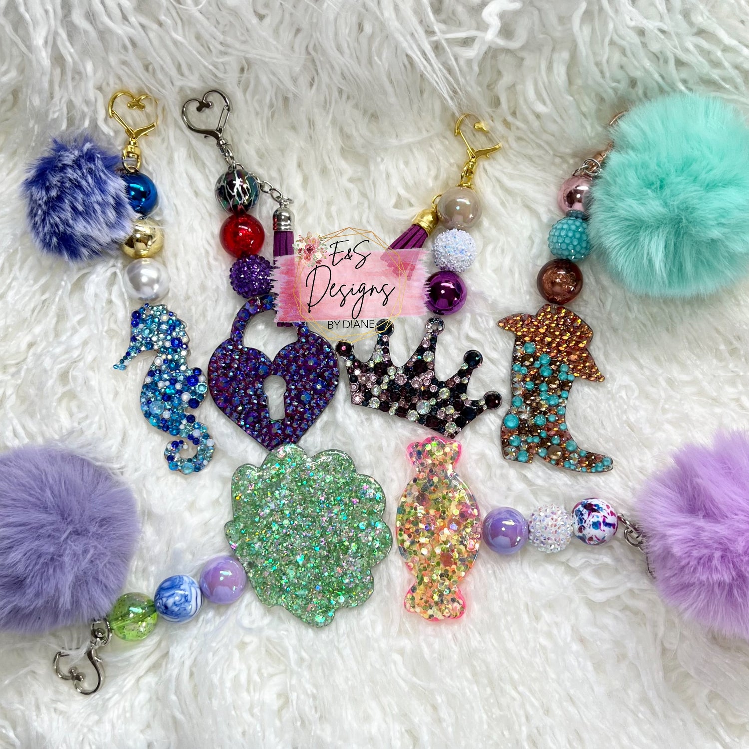 Glass Rhinestone Keychains