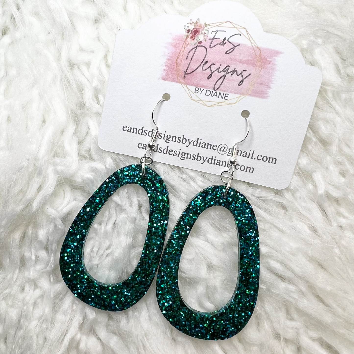 Open Oval Turquoise Resin Earrings