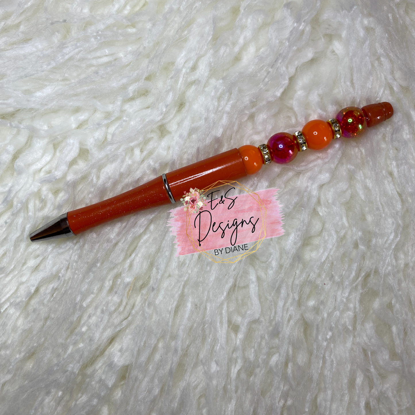 Orange 12mm Beaded Pen