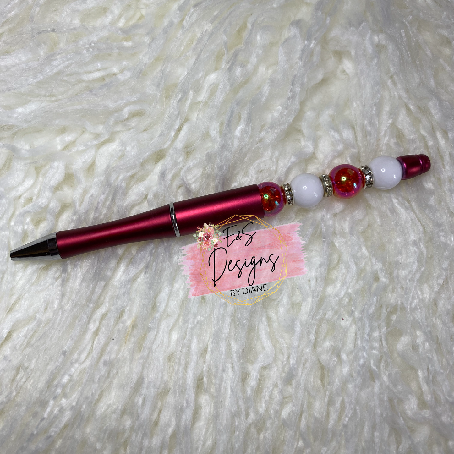 Red 12mm Beaded Pen