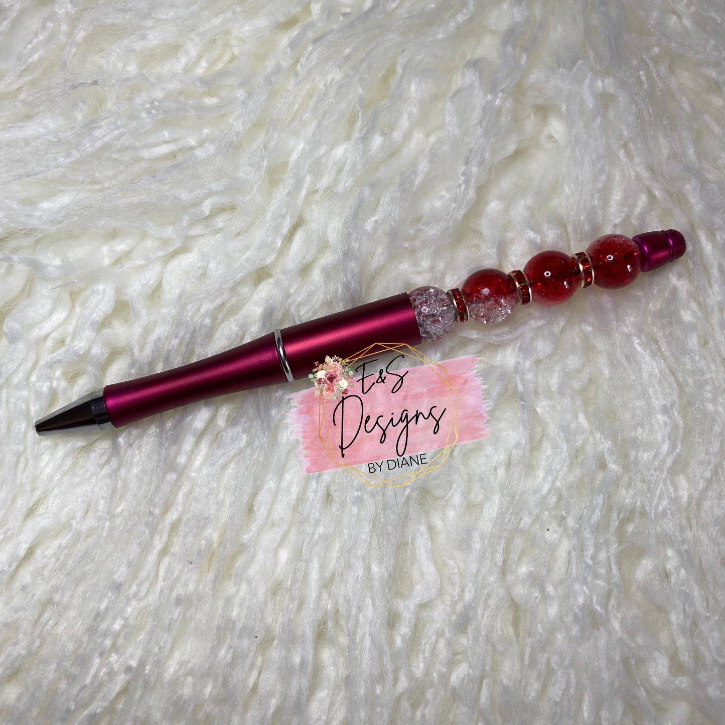 Red 12mm Beaded Pen