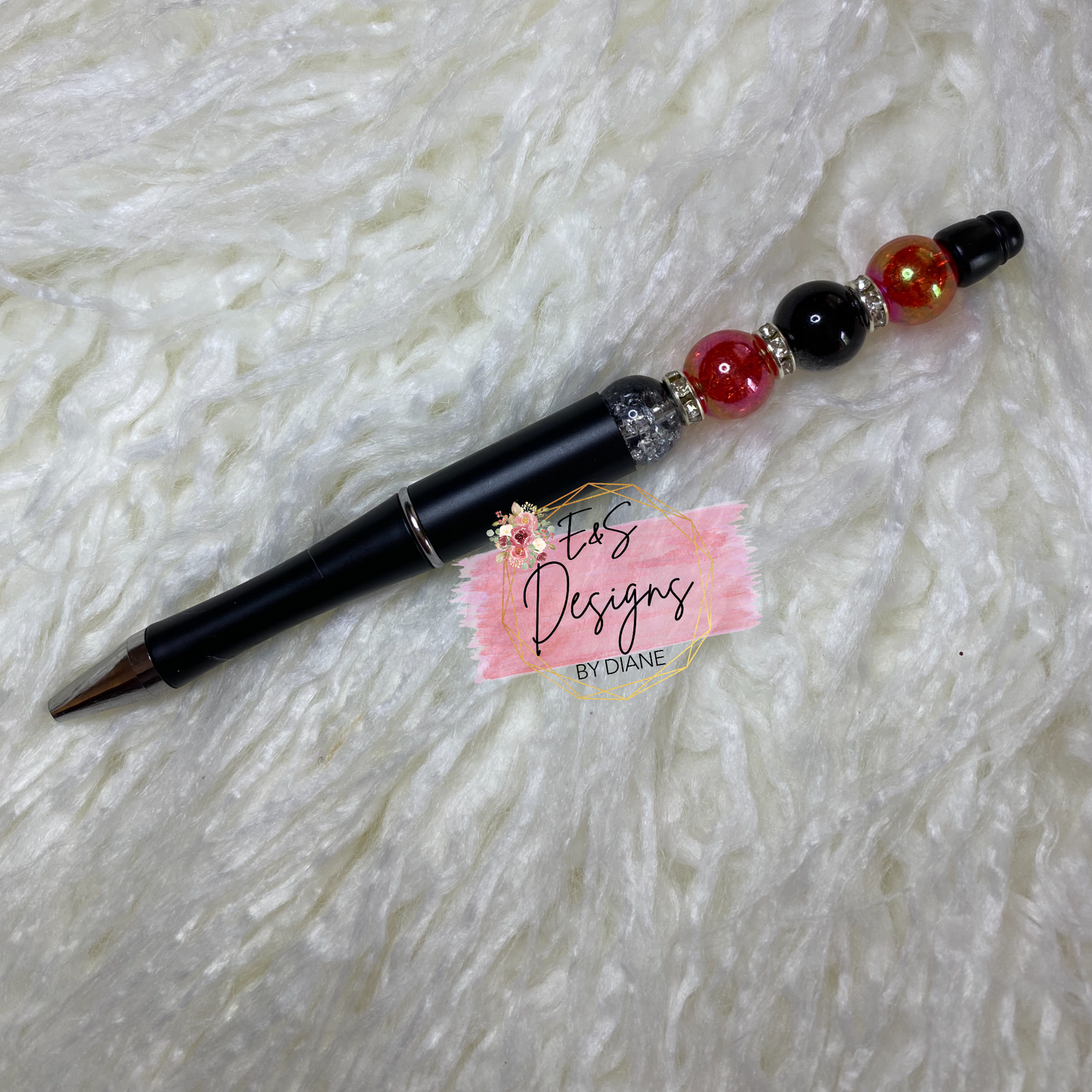 Black 12mm Beaded Pen