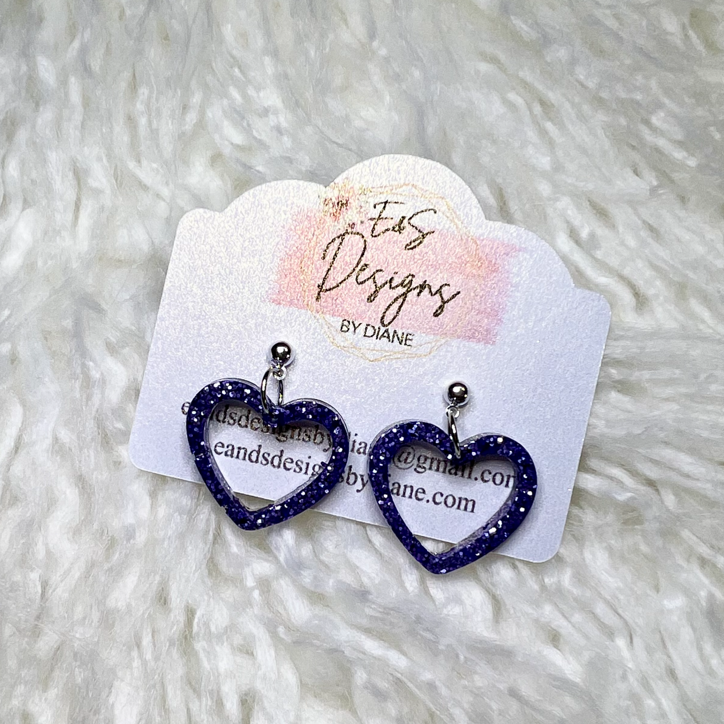 Post Style - Purple Open Heart Resin Earrings