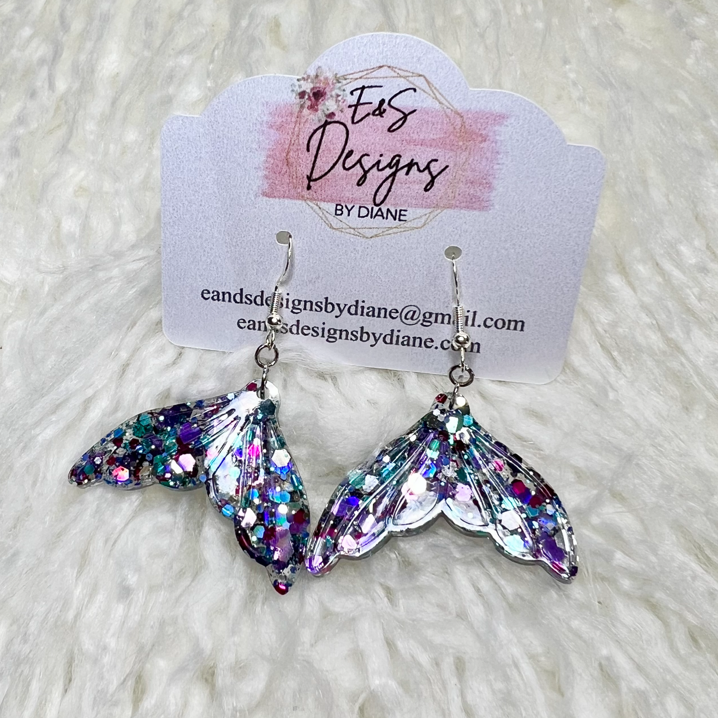 Mermaids Tail Purple Resin Earrings