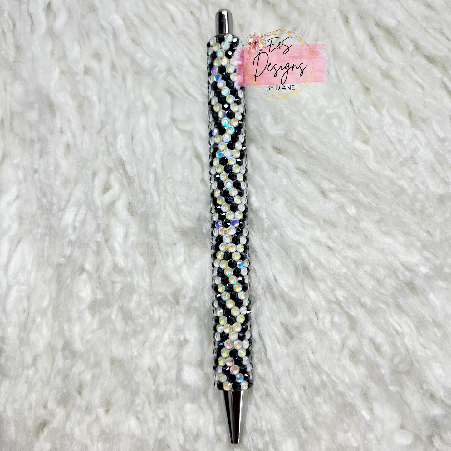 Black and White Rhinestone Pen