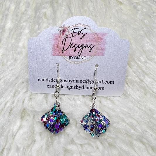 Shell-Small Purple Resin Earrings