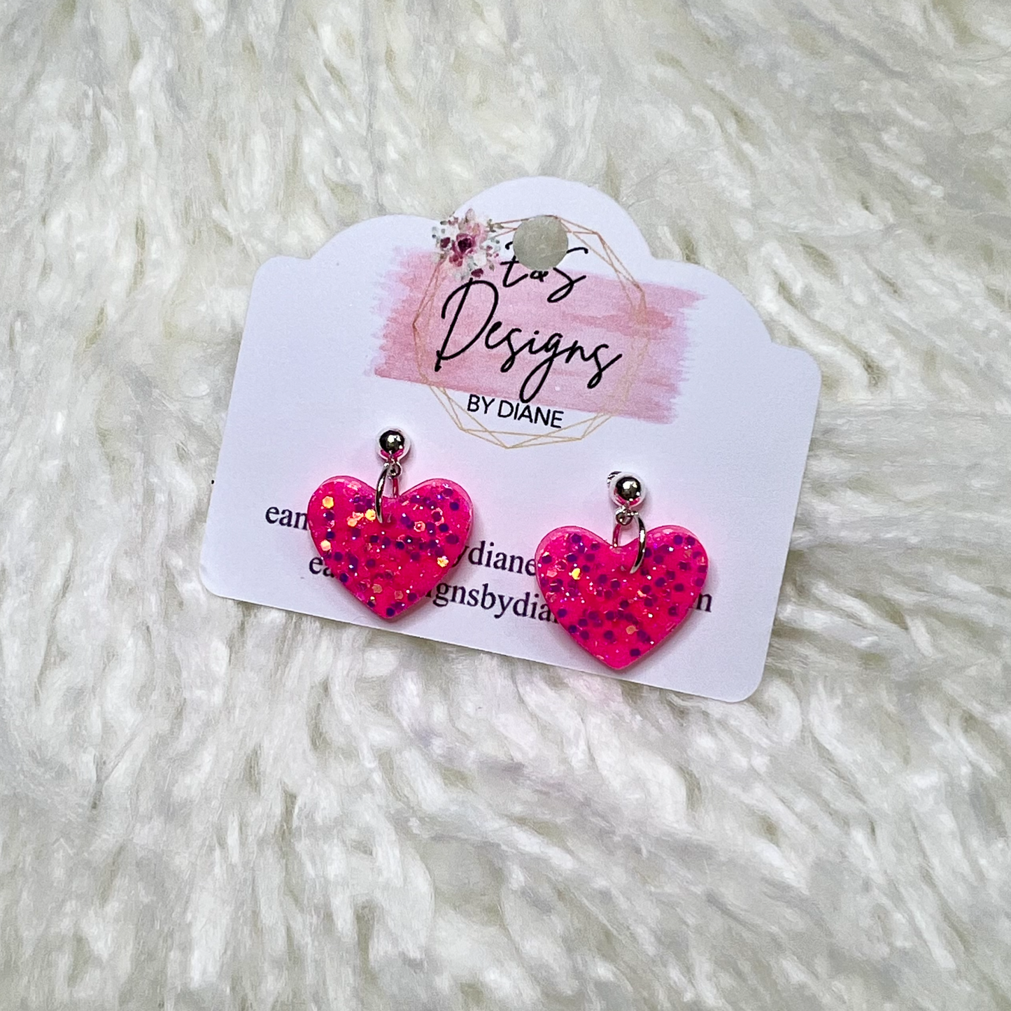 Post Style - Pink Heart Resin Earrings