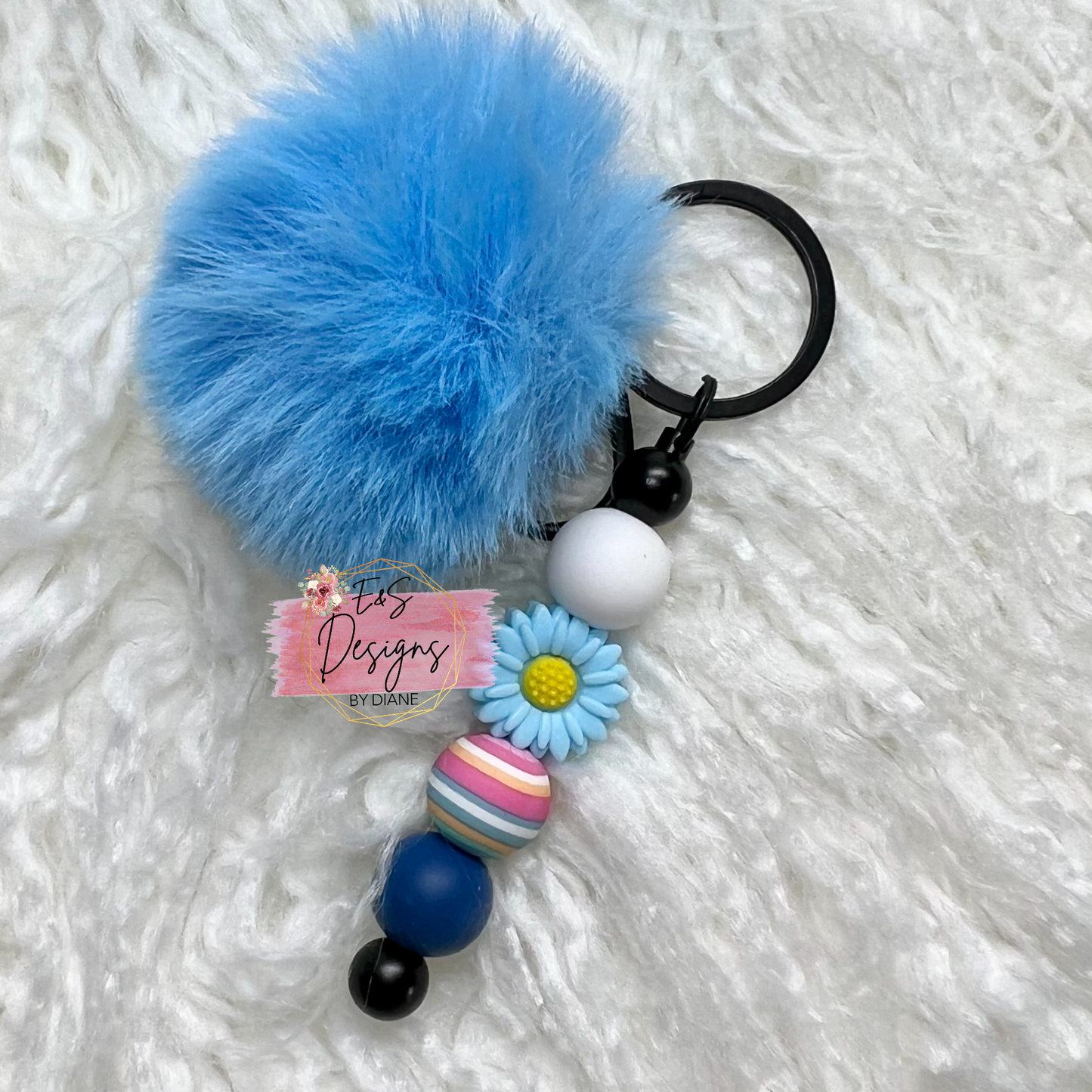 Blue Daisy Keychain