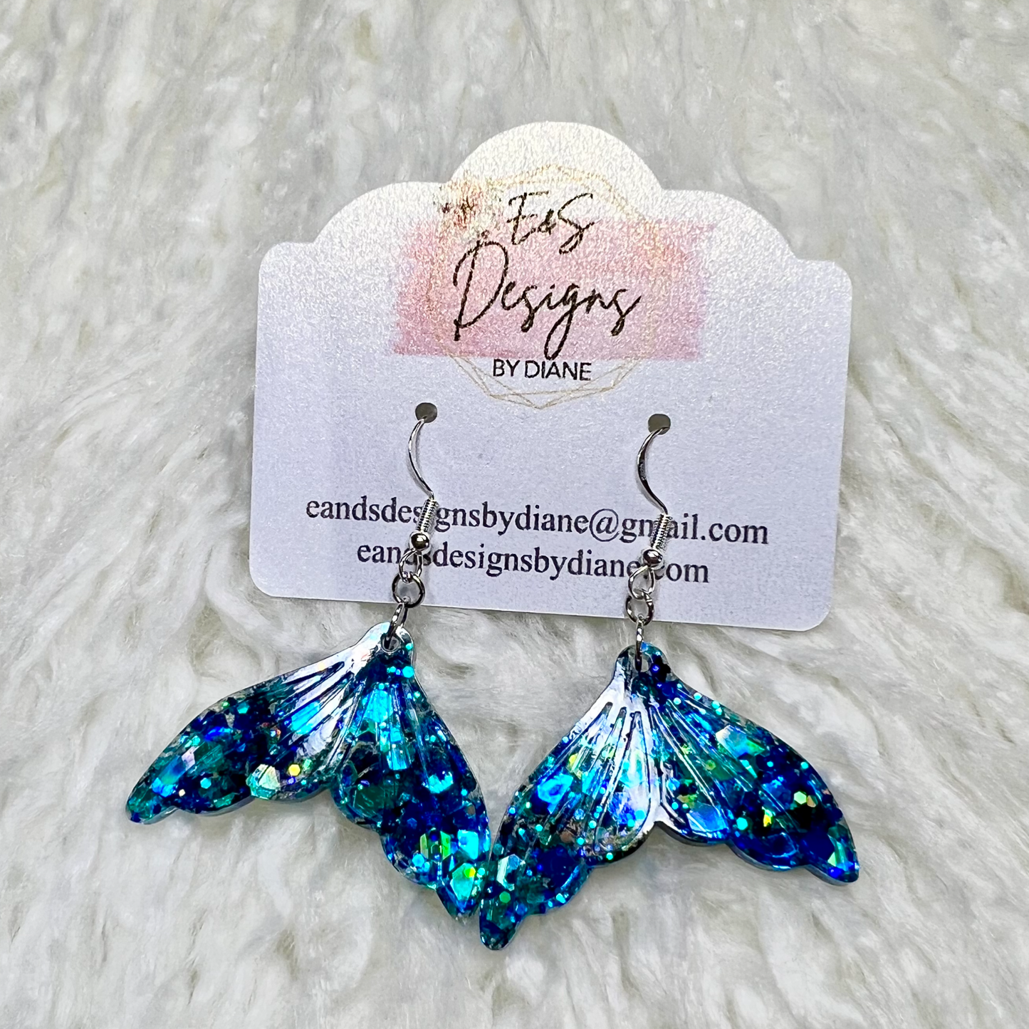 Mermaids Tail Blue Resin Earrings