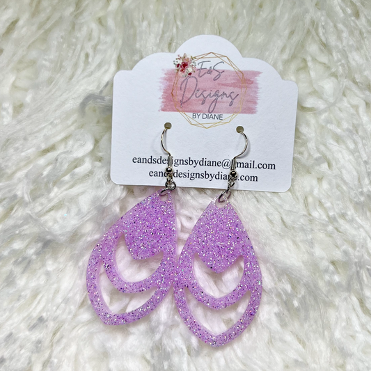 Open Geometric Lavender Resin Earrings