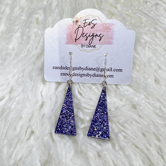 Elongated Triangle Purple Resin Earrings