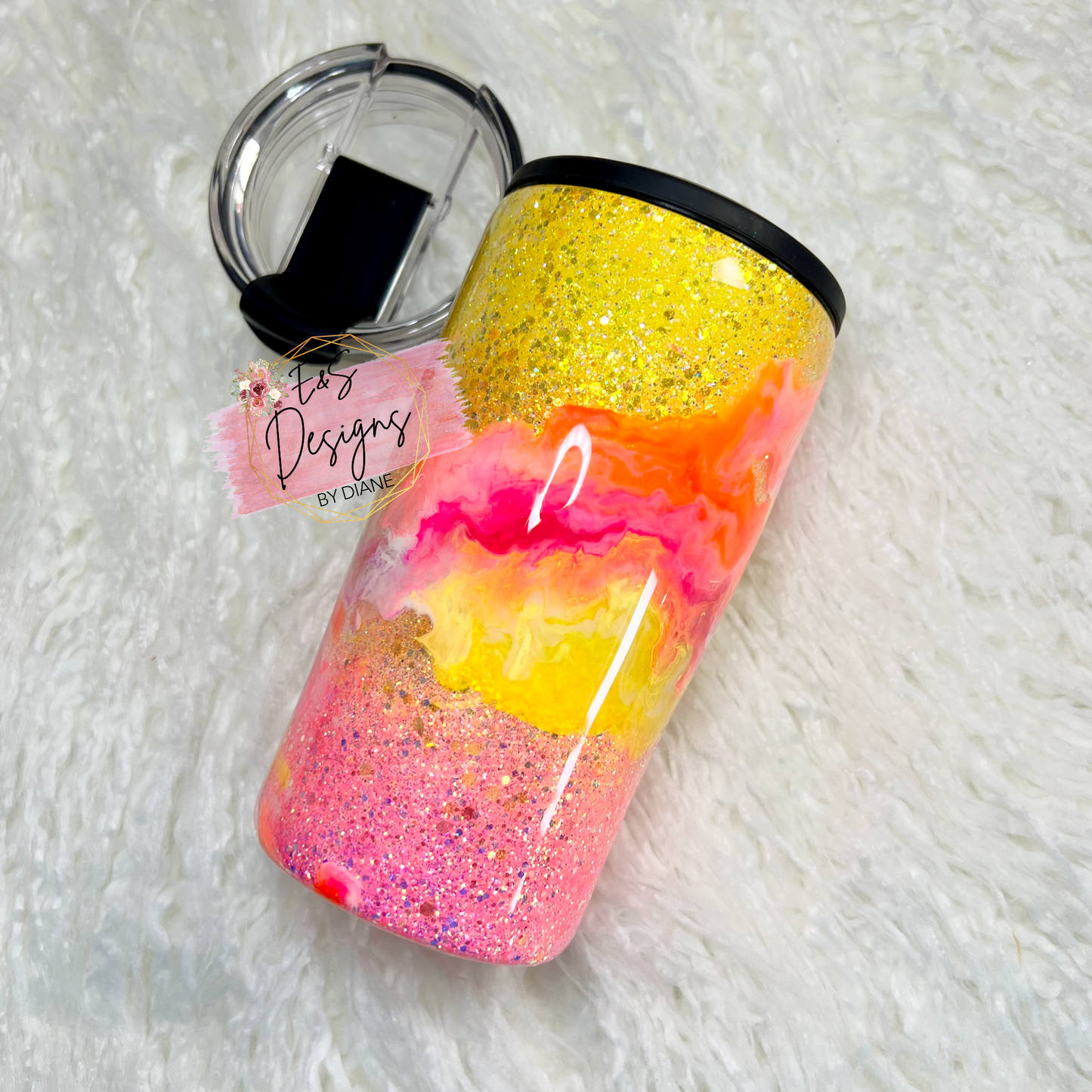 Neon Alcohol Ink Can Cooler Tumbler