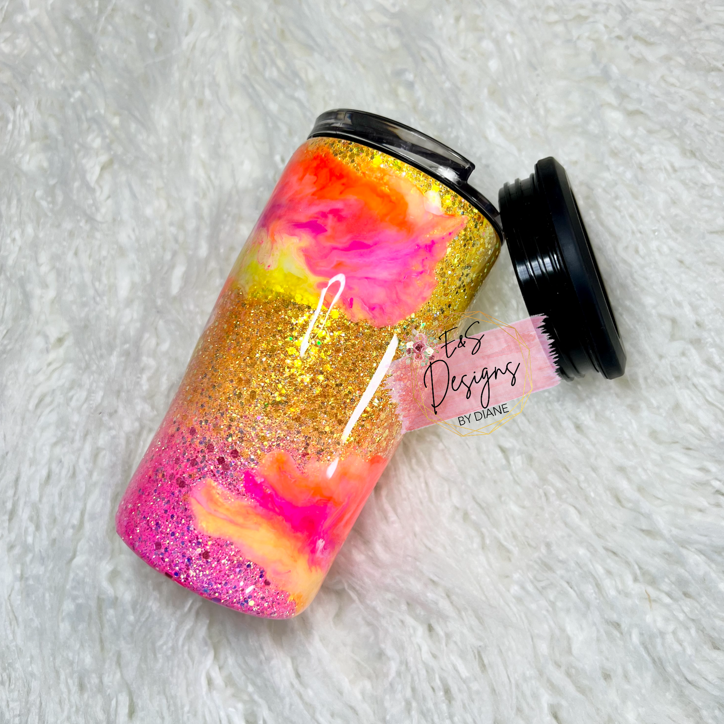 Neon Alcohol Ink Can Cooler Tumbler