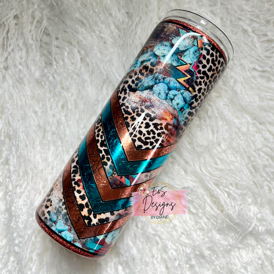 Teal Leopard Tumbler