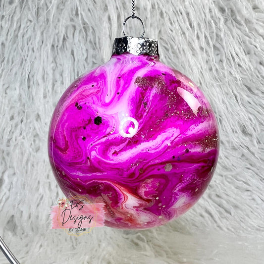 Alcohol Ink Round Glass Ornament