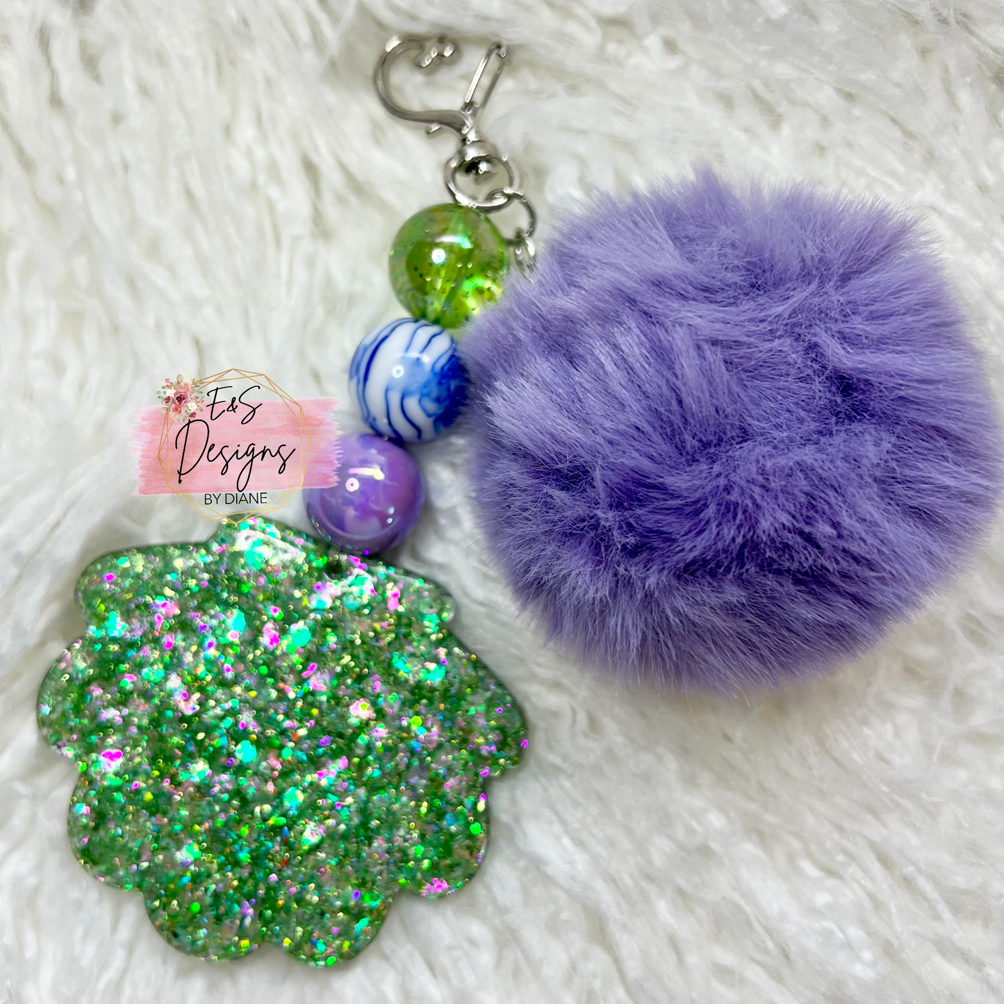 Shell Rhinestone Keychain