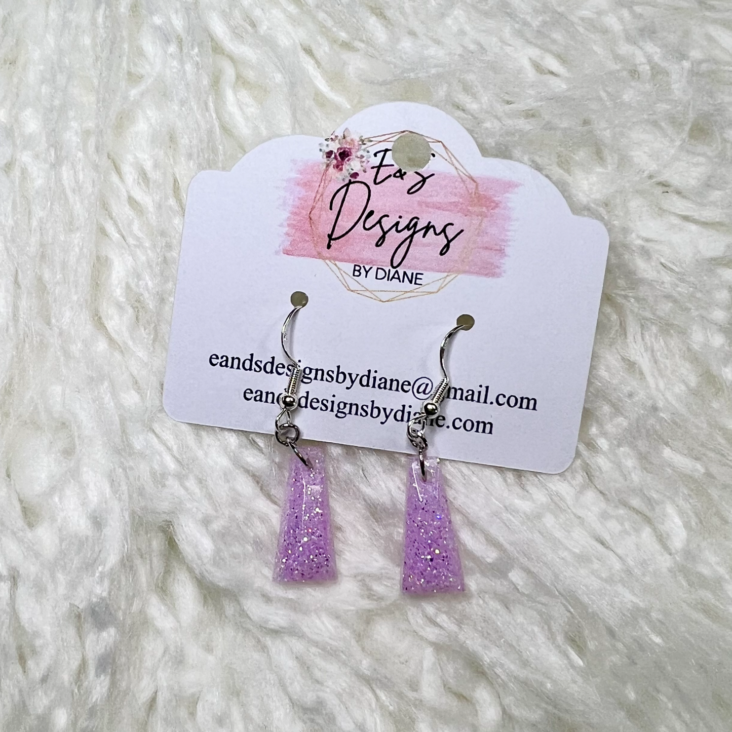 Trapezoid Lavender Resin Earrings