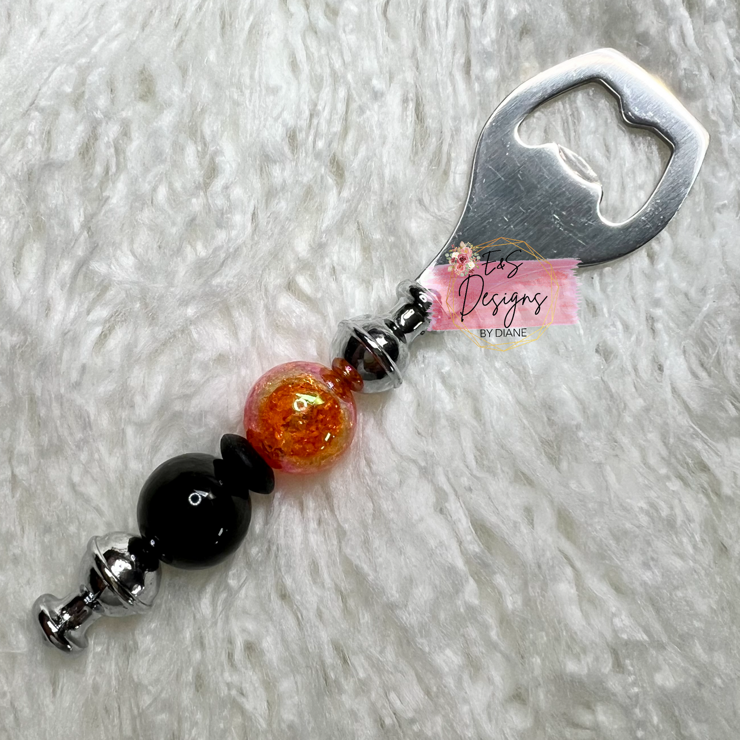 Orange/Black Beaded Bottle Opener