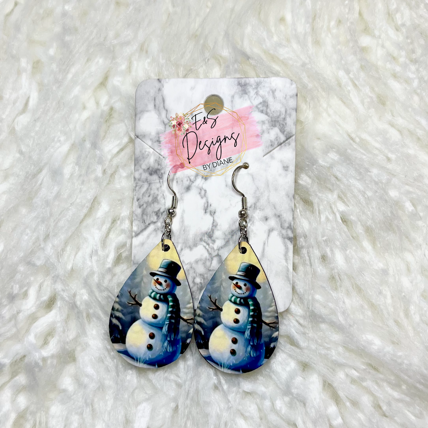 Snowman Wood Earrings