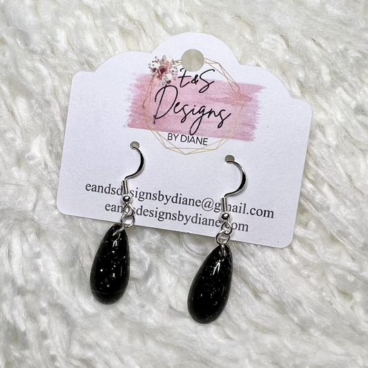 Teardrop Black Resin Earrings