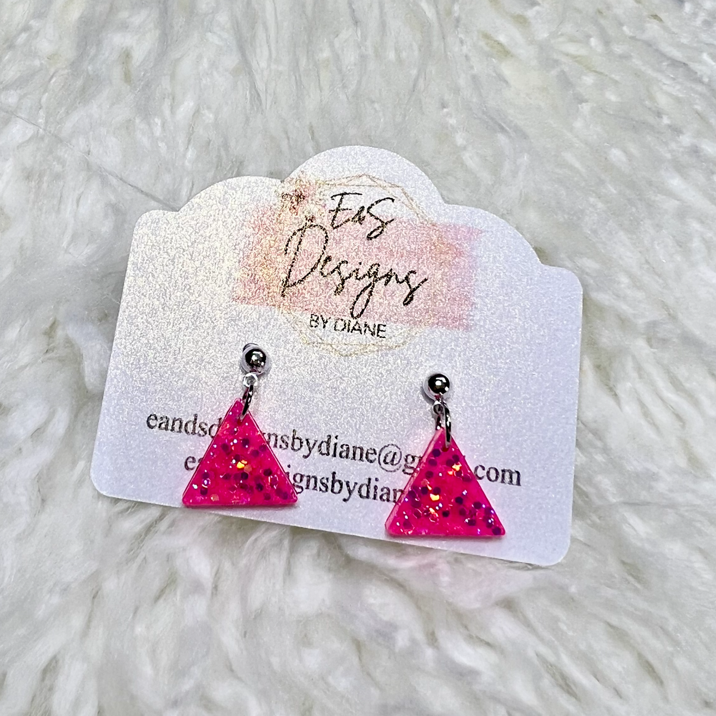 Post Style - Pink Triangle Resin Earrings