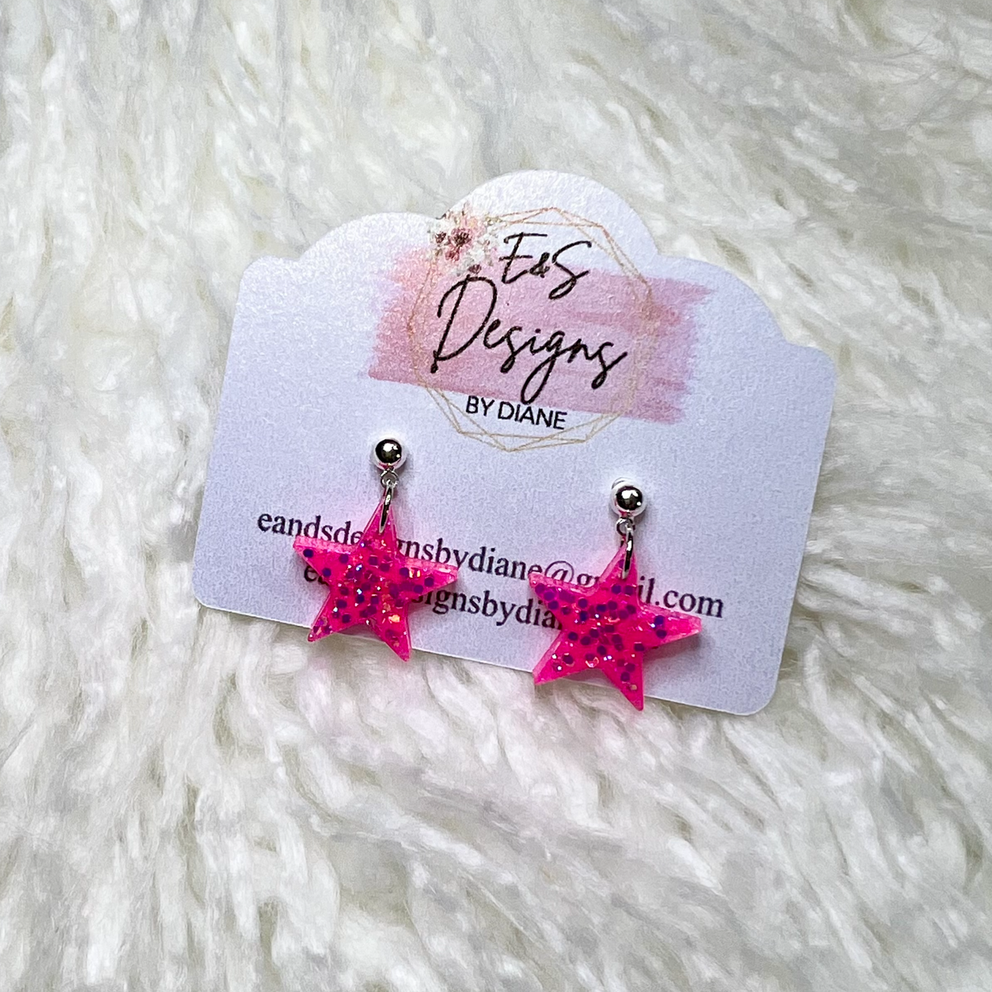 Post Style - Pink Star Resin Earrings