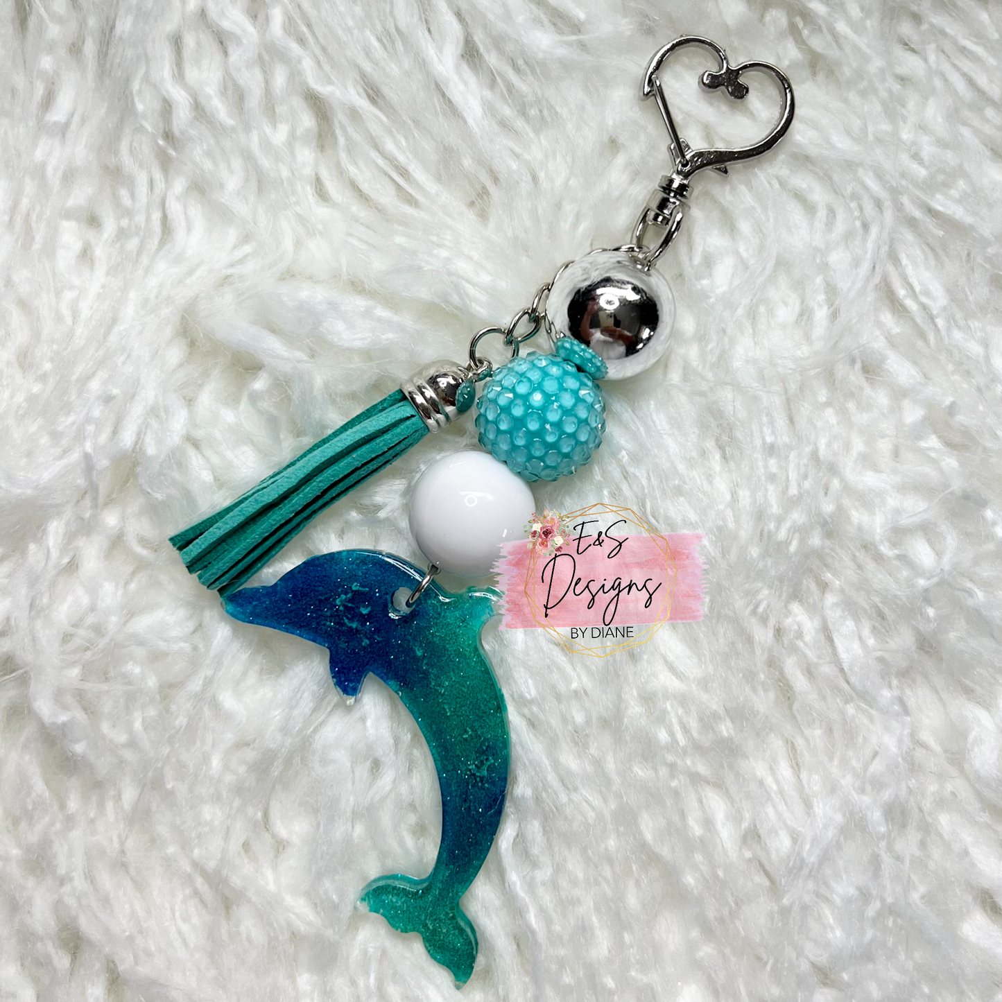 Mint/Blue Dolphin Keychain