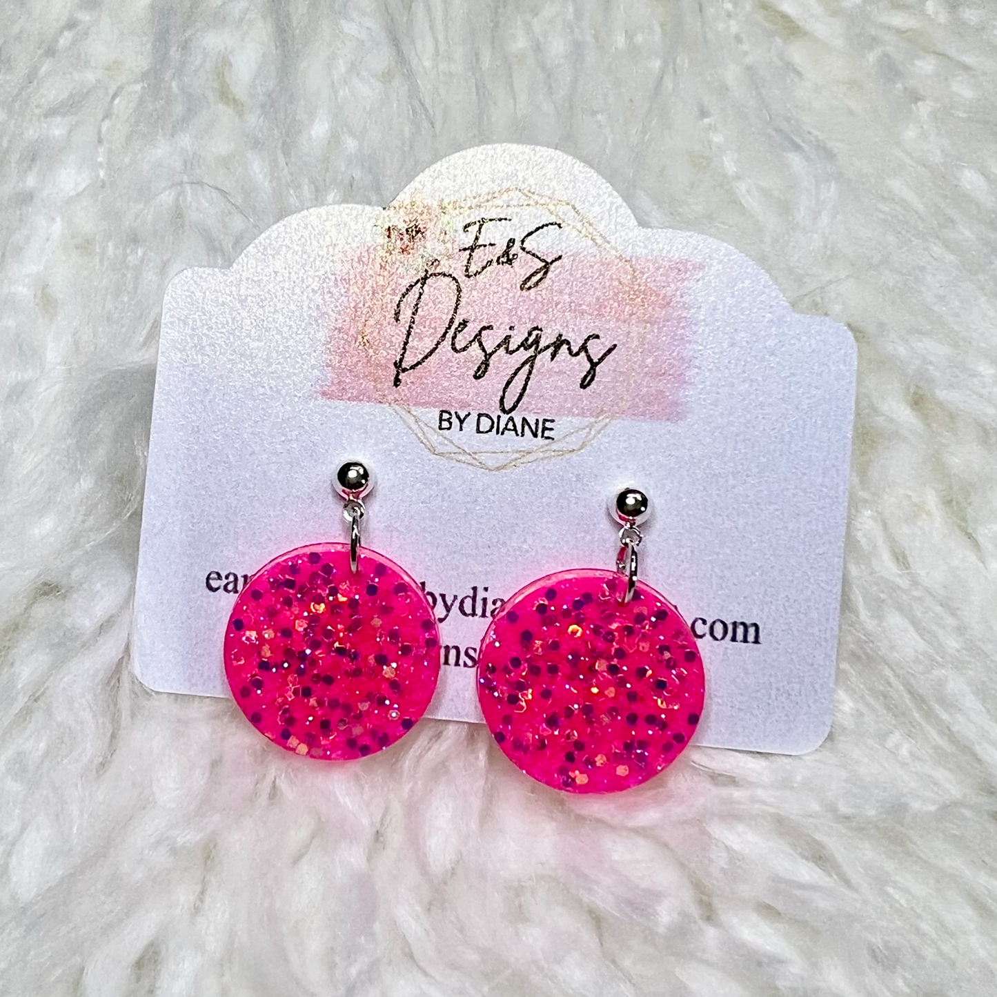 Post Style - Pink Circle Resin Earrings