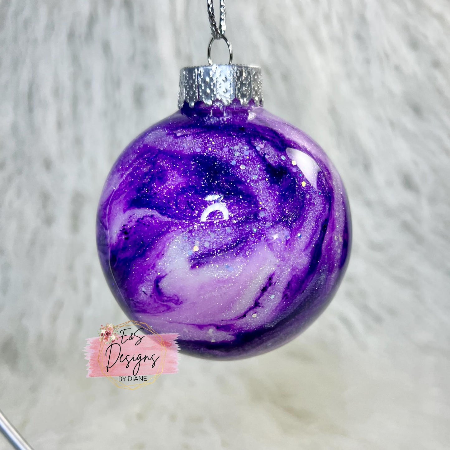 Alcohol Ink Round Plastic Ornament