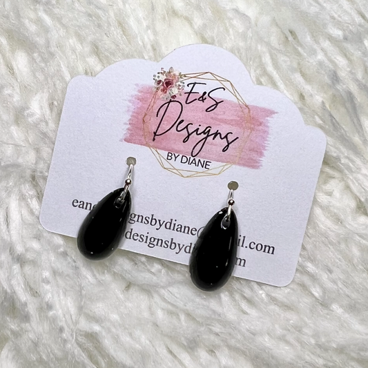 Teardrop Black Resin Earrings