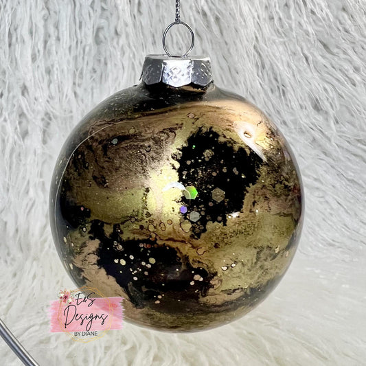 Alcohol Ink Round Glass Ornament