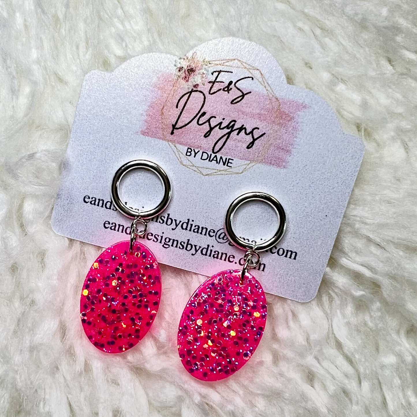 Post Style - Pink Oval Resin Earrings