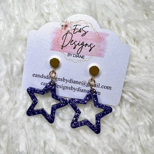 Post Style - Purple Open Star Earrings