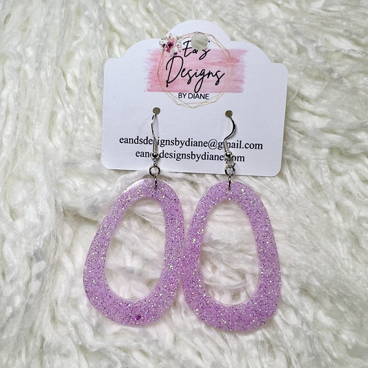 Open Oval Lavender Resin Earrings