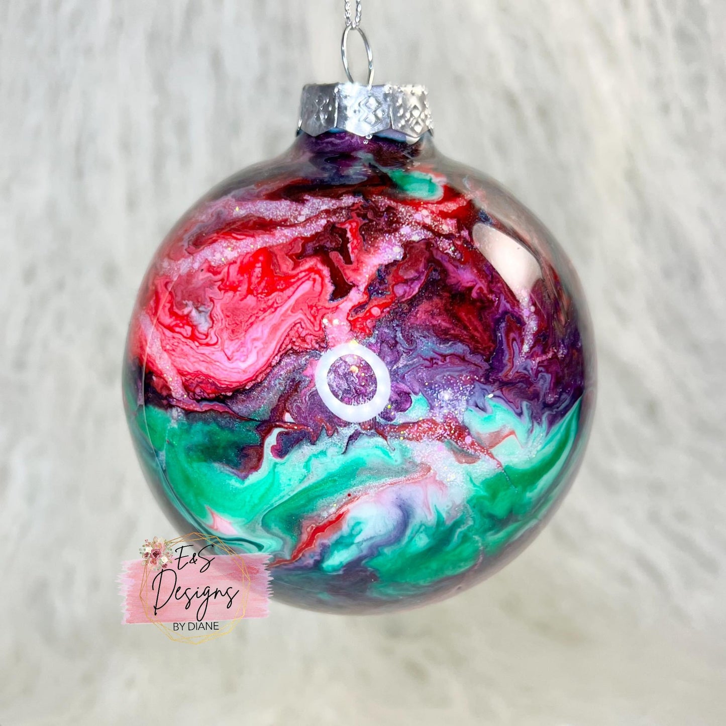 Alcohol Ink Round Glass Ornament