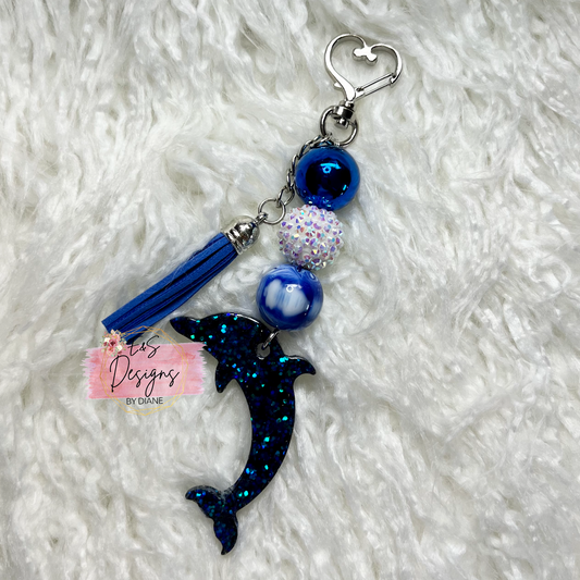 Blue Dolphin Resin Keychain