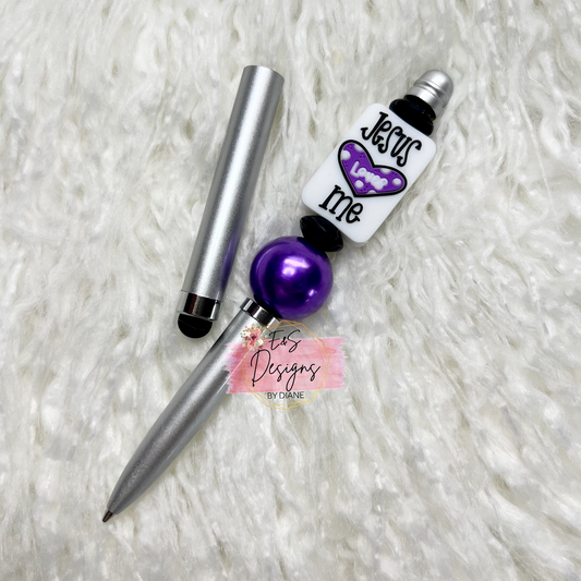 Purple, White, and Black Stylus/Pen Combo