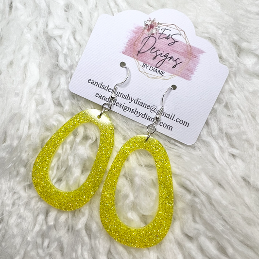 Open Oval Yellow Resin Earrings