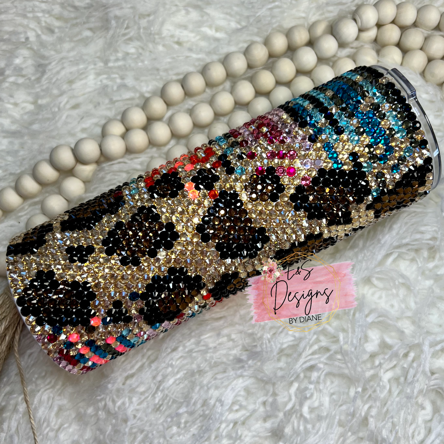 Leopard Serape Rhinestone Tumbler