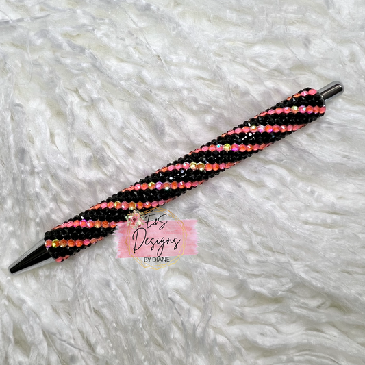 Orange/Black Stripes Rhinestone Pen