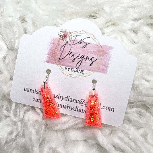 Trapezoid Orange Resin Earrings