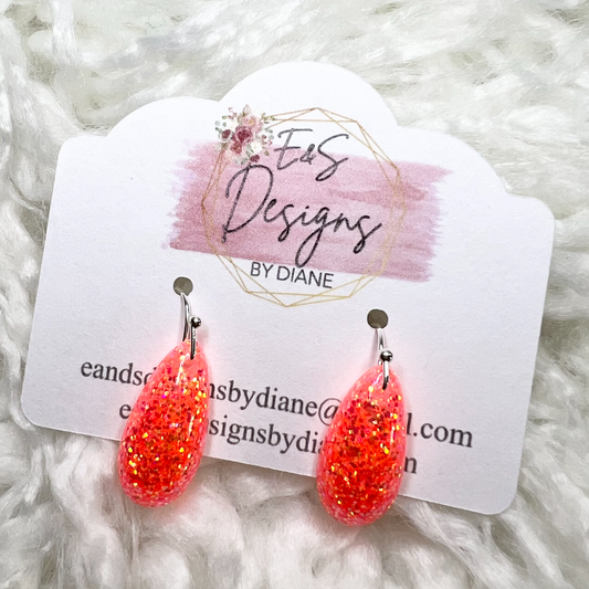 Teardrop Orange Resin Earrings