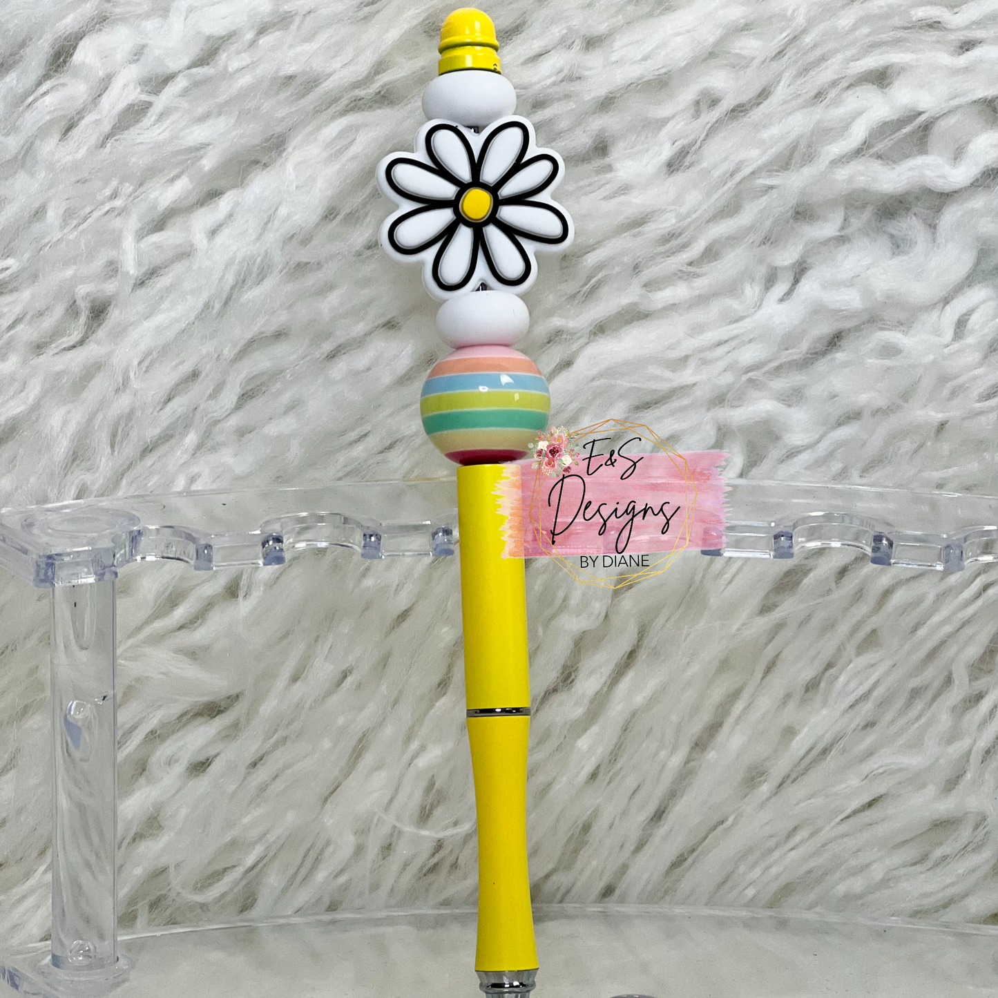 Yellow Daisy Beaded Pen