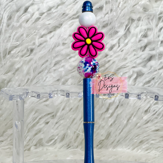 Blue Daisy Beaded Pen