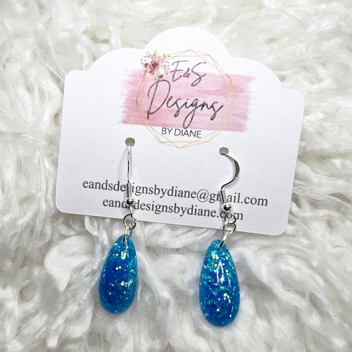 Teardrop Blue Resin Earrings