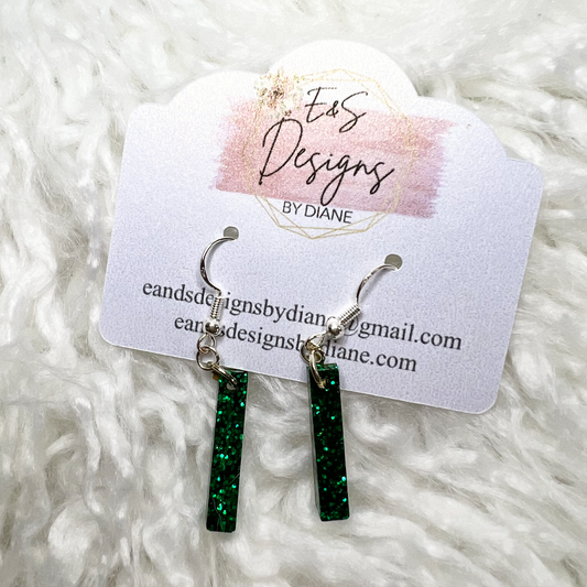 Small Column Green Resin Earrings