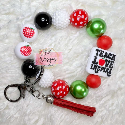 Teach Love Inspire Wristlet Keychain