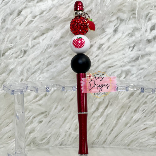 Red 20mm Apple Beaded Pen