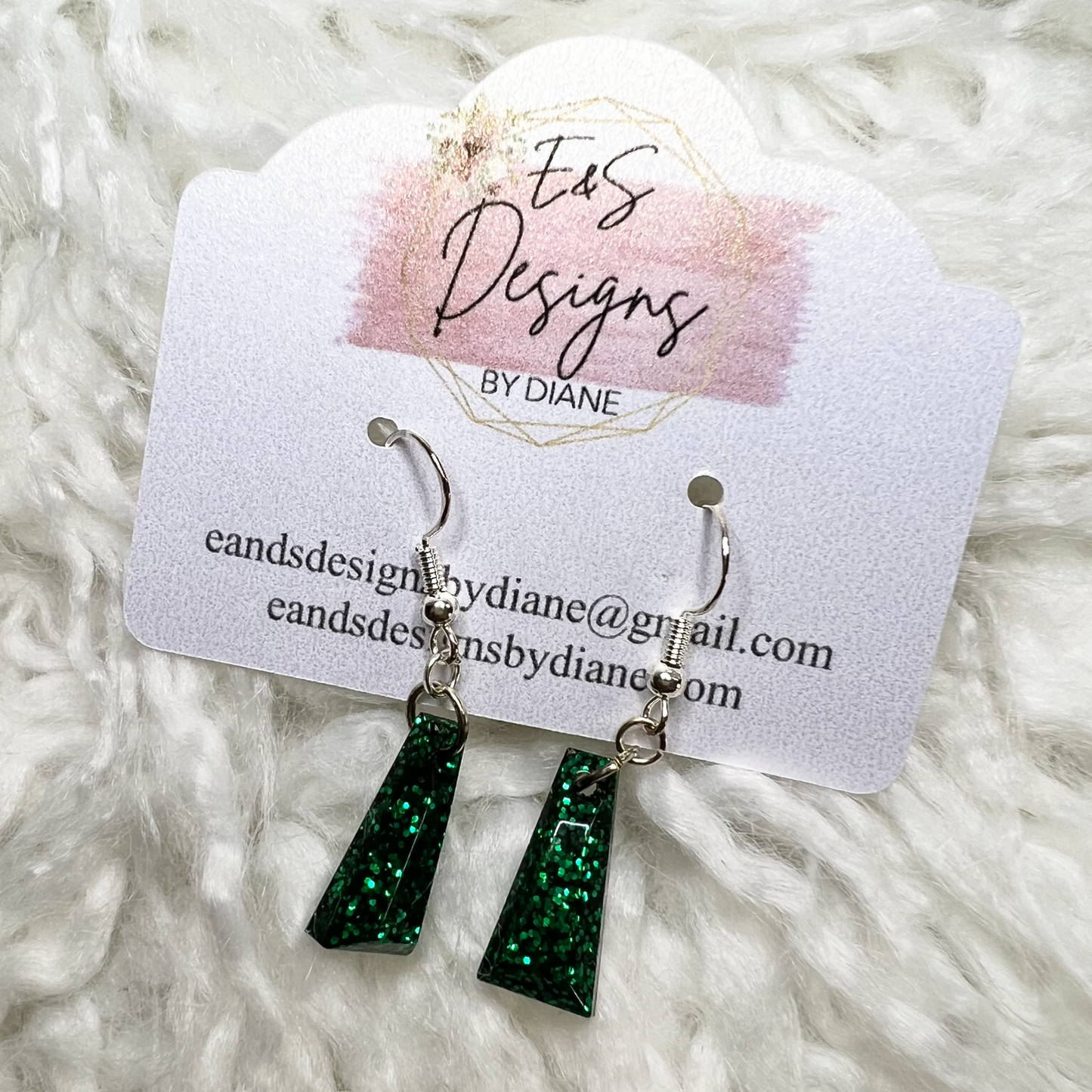 Trapezoid Green Resin Earrings