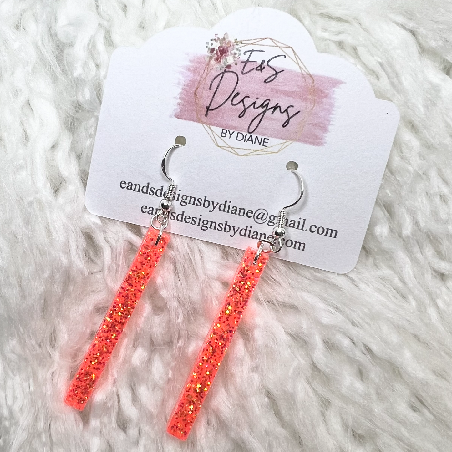 Long Column Orange Resin Earrings